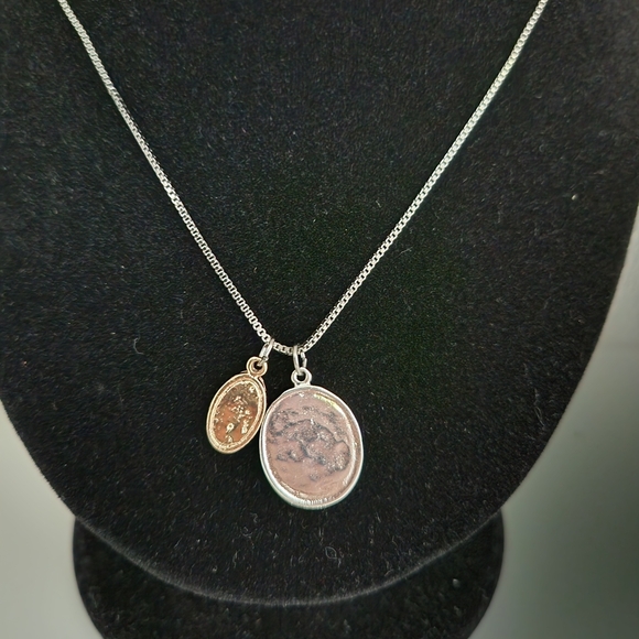 Express Black coated chain with 2 Small medallion charms - Picture 2 of 4